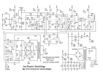 Ampeg R12RT Reverb Rocket 7868 Version schematic circuit diagram